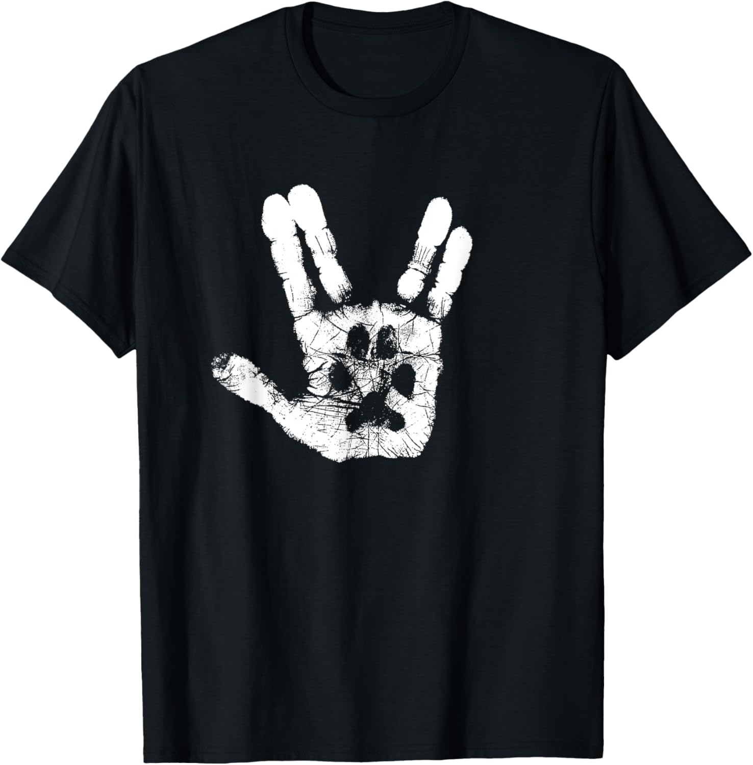 Hand & Paw Print - Animal Lover - Prosper & Live Long T-Shirt - T-Shirt | Black
