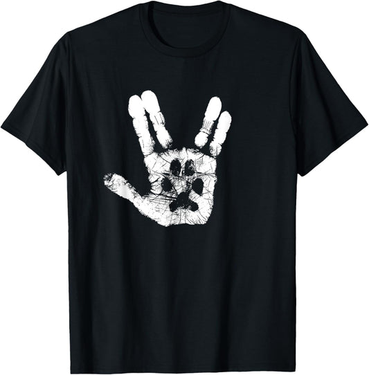 Hand & Paw Print - Animal Lover - Prosper & Live Long T-Shirt - T-Shirt | Black