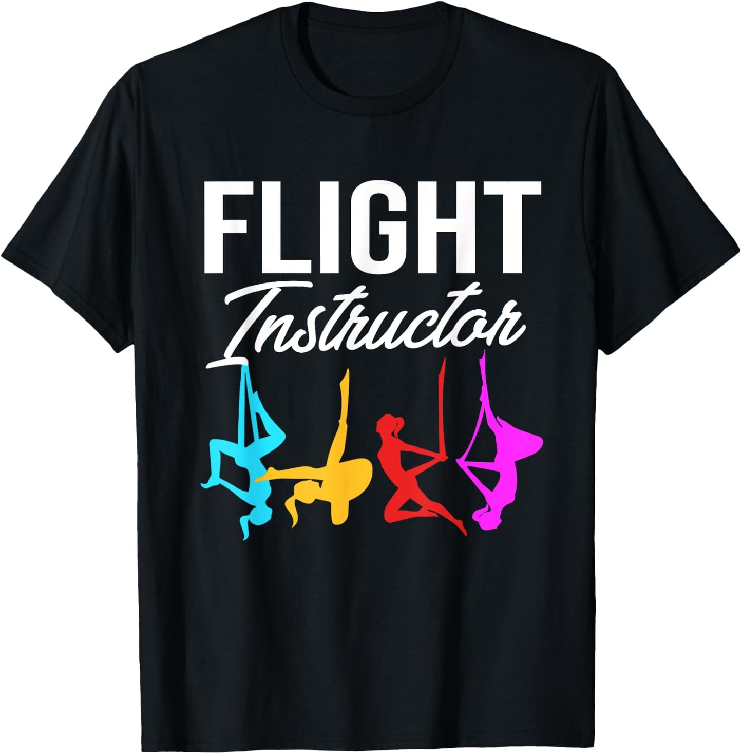 Funny Aerial Yoga Flight Instructor T-Shirt - T-Shirt | Black