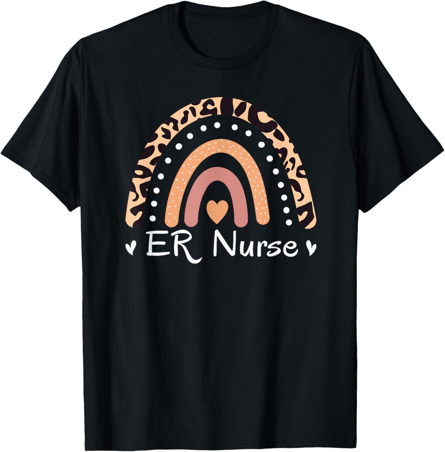 ER RN Leopard Rainbow Emergency Room Registered Nurse T-Shirt - T-Shirt | Black
