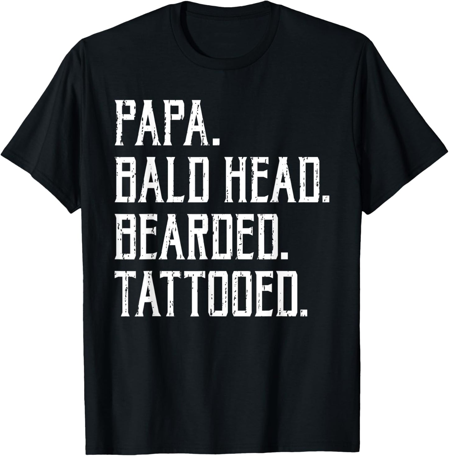 Papa Bald Head Bearded Tatooed Viking Bearded Men T-Shirt - T-Shirt | Black