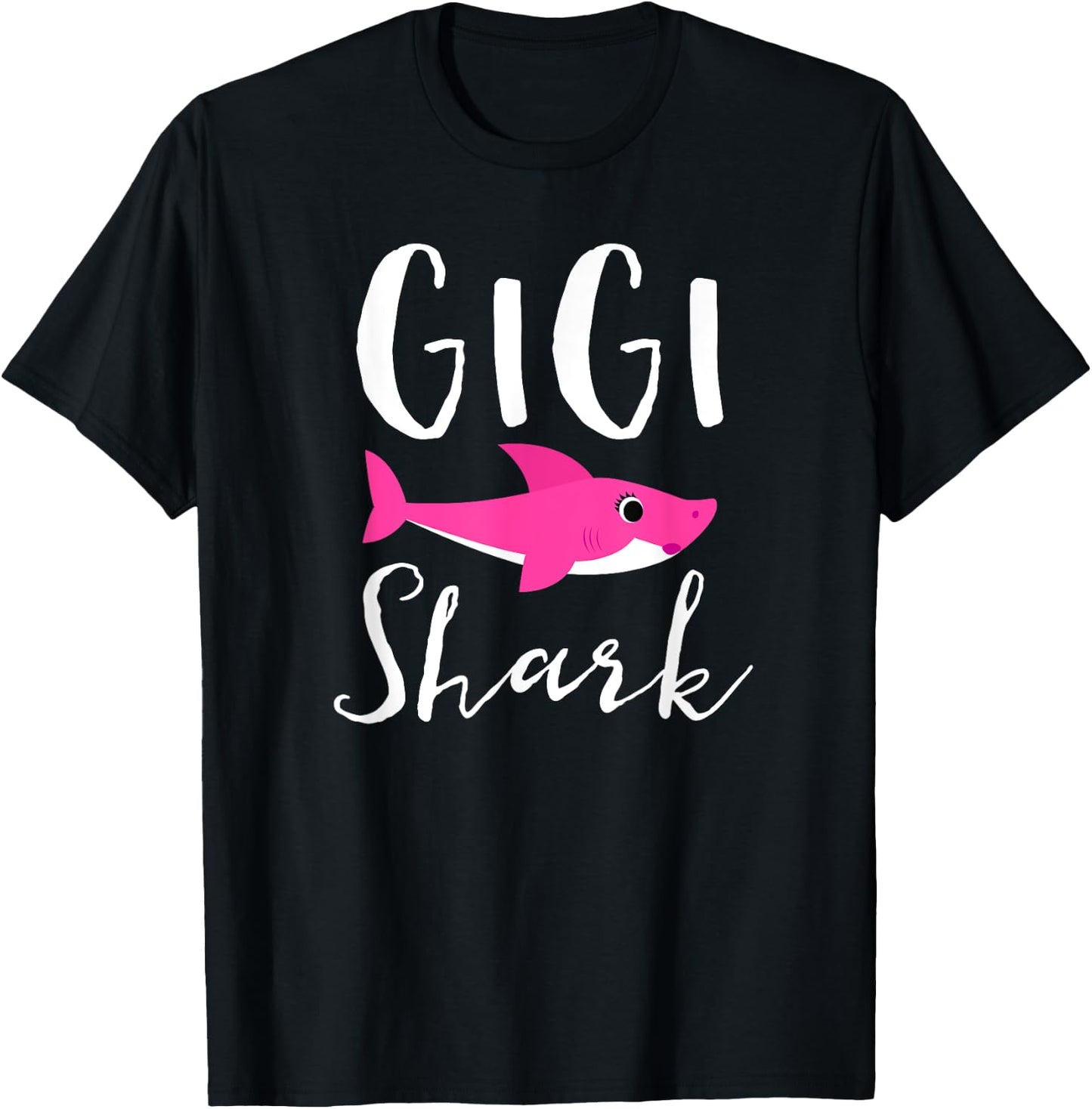 Gigi Shark Grandma Grandmother Pink Shark Graphic T-Shirt - T-Shirt | Black