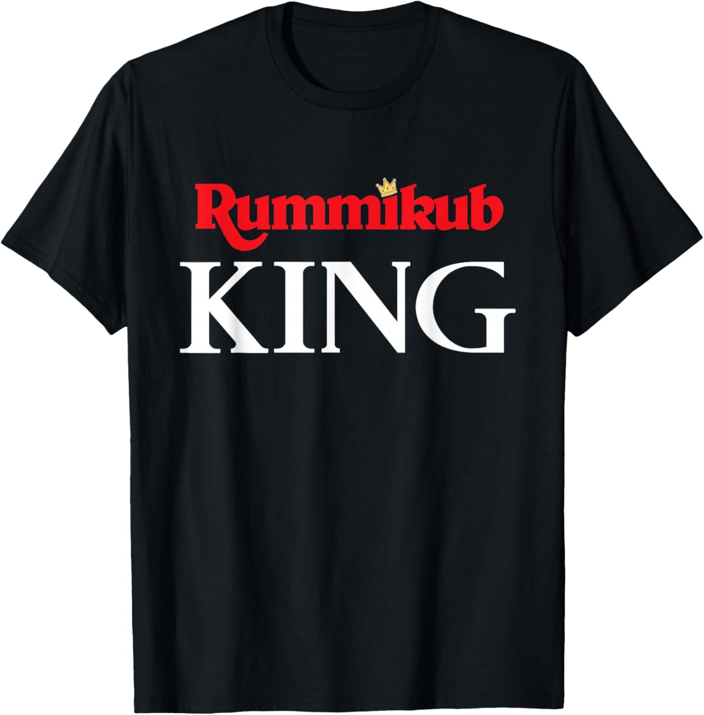 Rummikub King Logo With Crown Noble White Ink T-Shirt - T-Shirt | Black