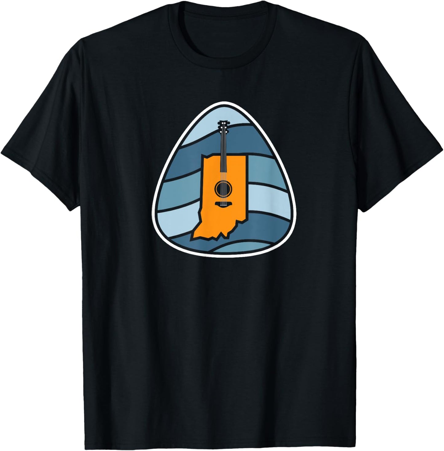 Retro Indiana Music Acoustic Guitar Rock T-Shirt - T-Shirt | Black