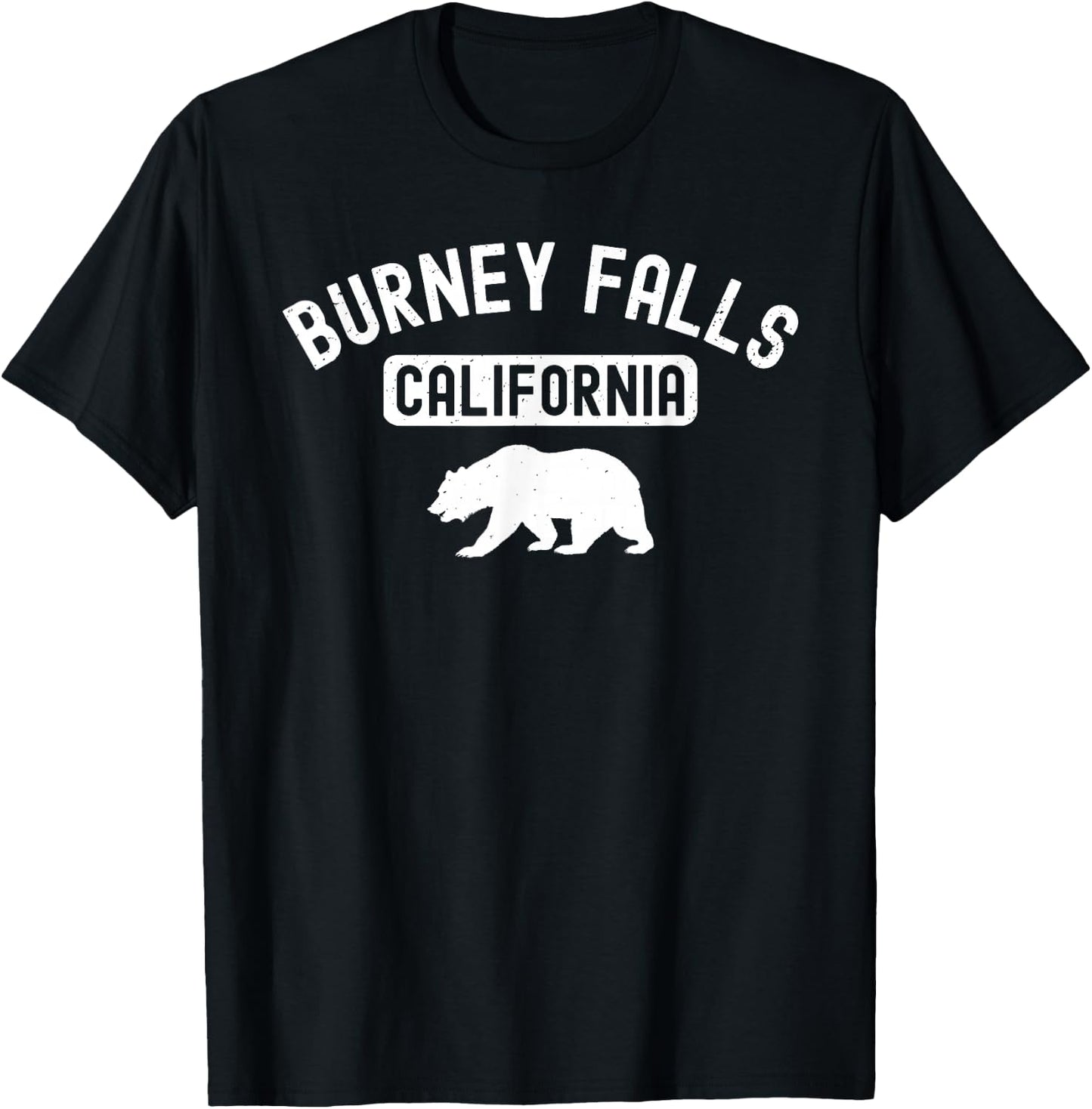 Burney Falls California USA Flag Vintage Cali Bear Shasta Ca T-Shirt - T-Shirt | Black