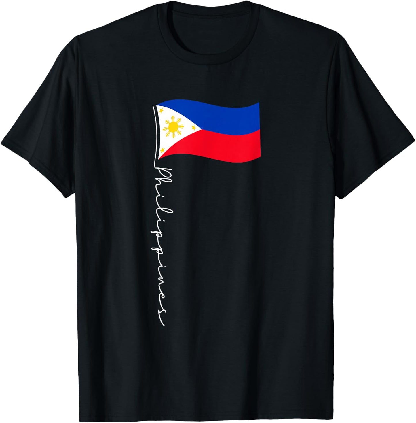 Family Heritage Gifts Philippines Signature Flag Pole - Elegant Filipino Flag T-Shirt - T-Shirt | Black