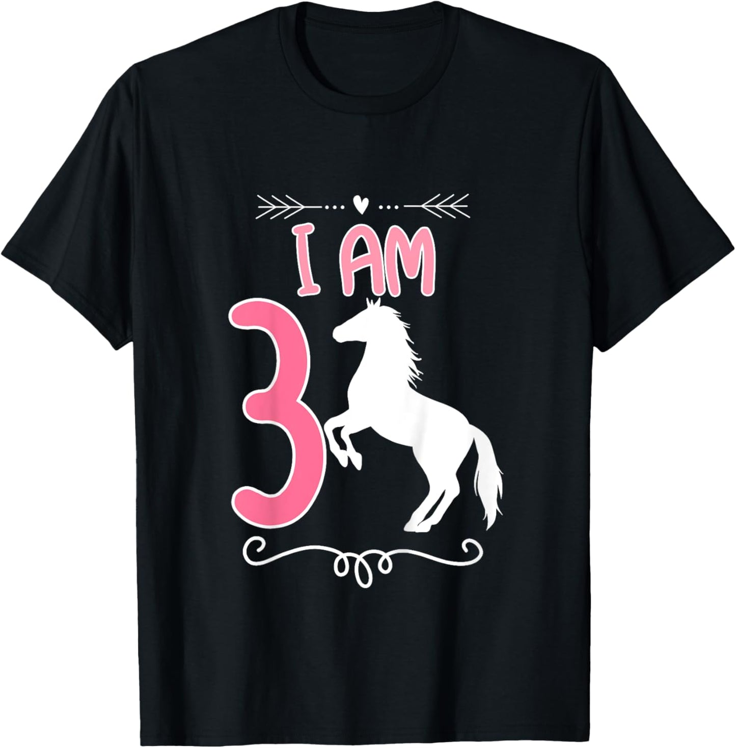Horse Birthday Shirt 3 Years Old Birthday Outfit Girls T-Shirt - T-Shirt | Black