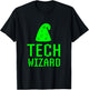 Tech Wizard Computer Geek Nerd Technology Support Saying Gag T-Shirt - T-Shirt | Black