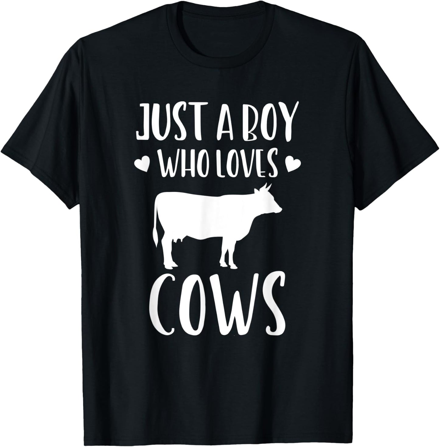Just A Boy Who Loves Cows Funny Gift Farmer T-Shirt - T-Shirt | Black
