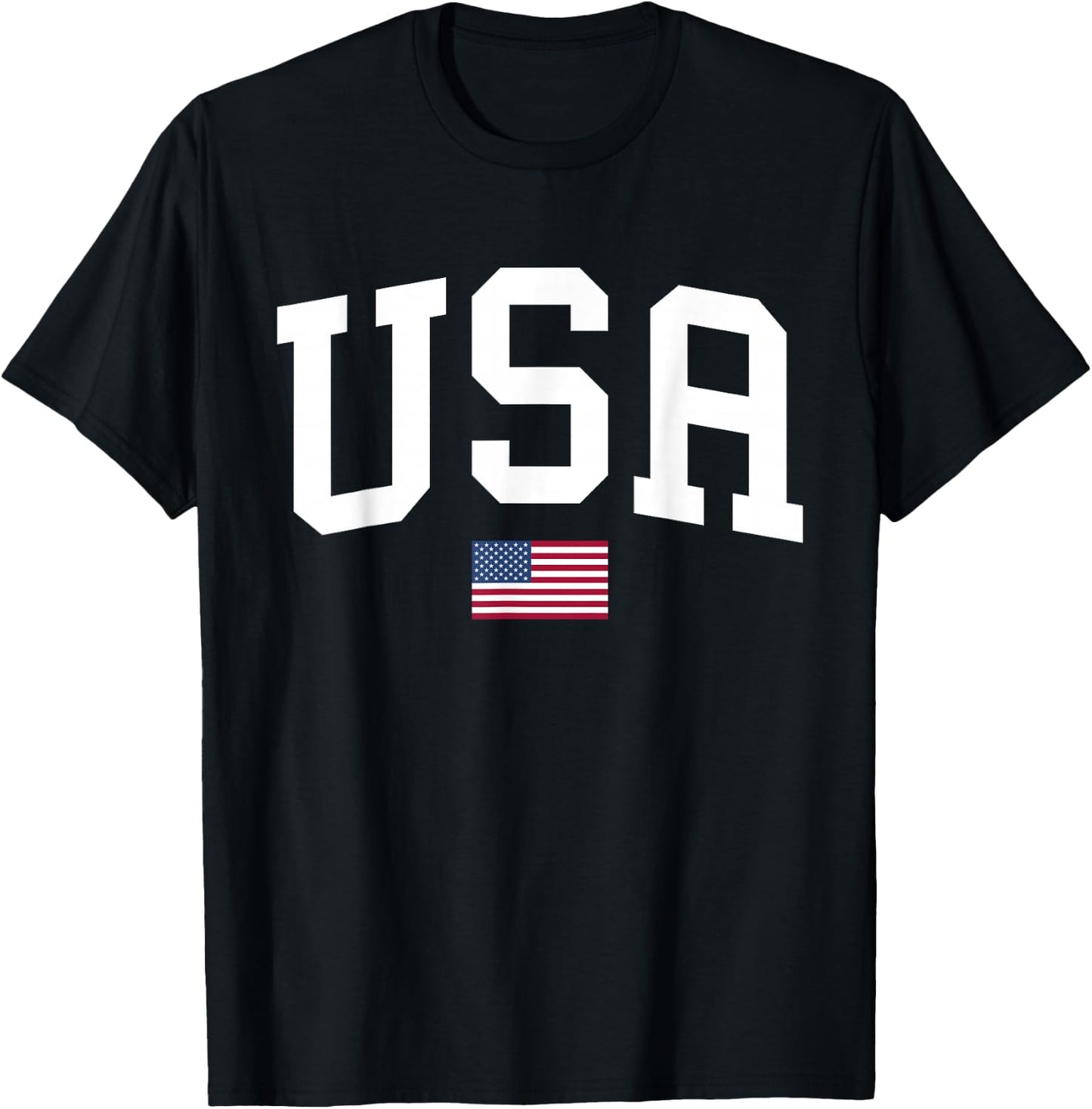 USA T Shirt Women Men Kids Patriotic American Flag July 4th T-Shirt - T-Shirt | Black