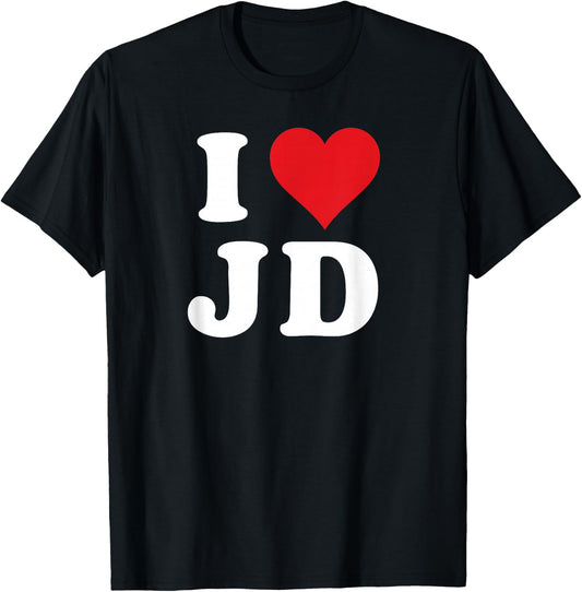 I Love JD Initials I Heart J.D. First Last Name J D T-Shirt - T-Shirt | Black