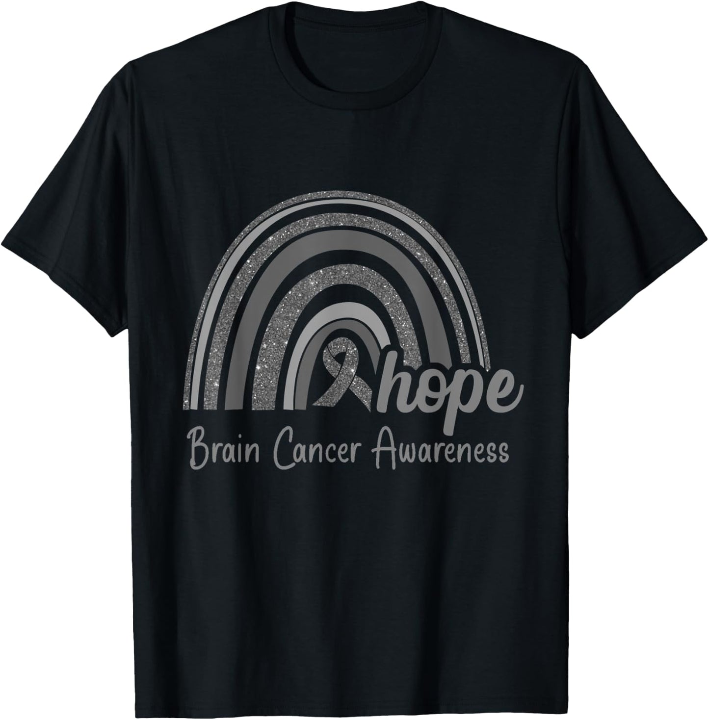 Brain Cancer Awareness Hope Rainbow T-Shirt - T-Shirt | Black