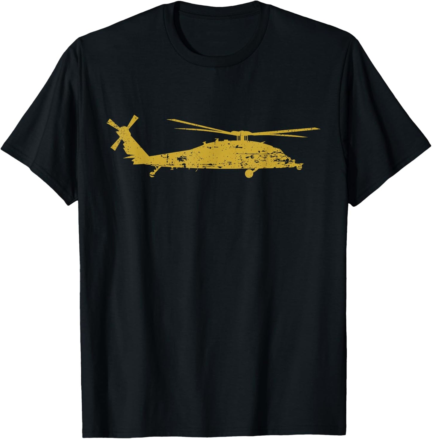 MH-60S Military Helicopter Silhouette Distressed Design T-Shirt - T-Shirt | Black