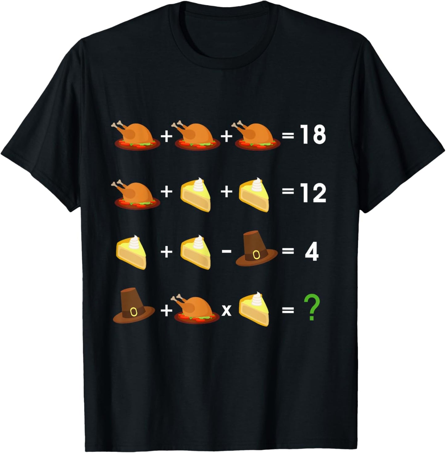 Order of Operations Thanksgiving Quiz Funny Math Teacher Men Women Kids T-Shirt - T-Shirt | Black