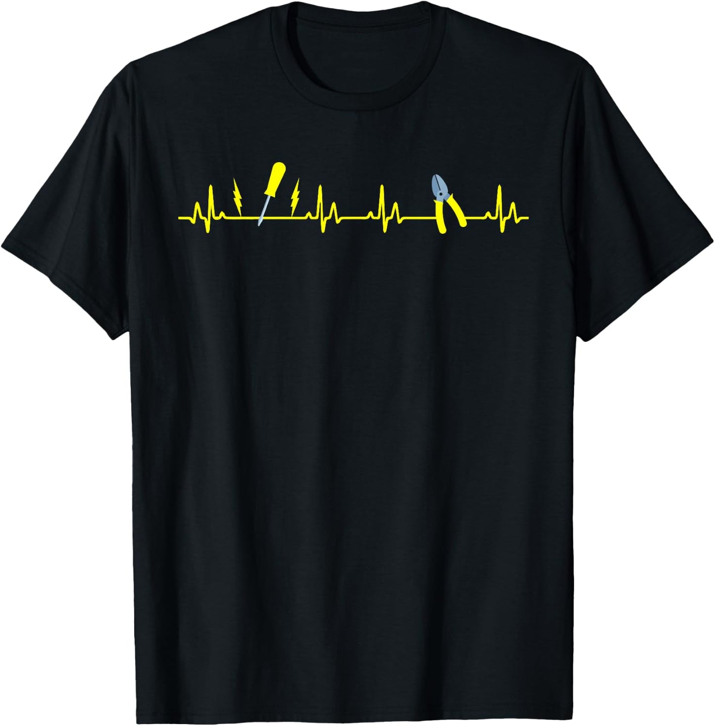 Heartbeat Design for Electrician T-Shirt - T-Shirt | Black