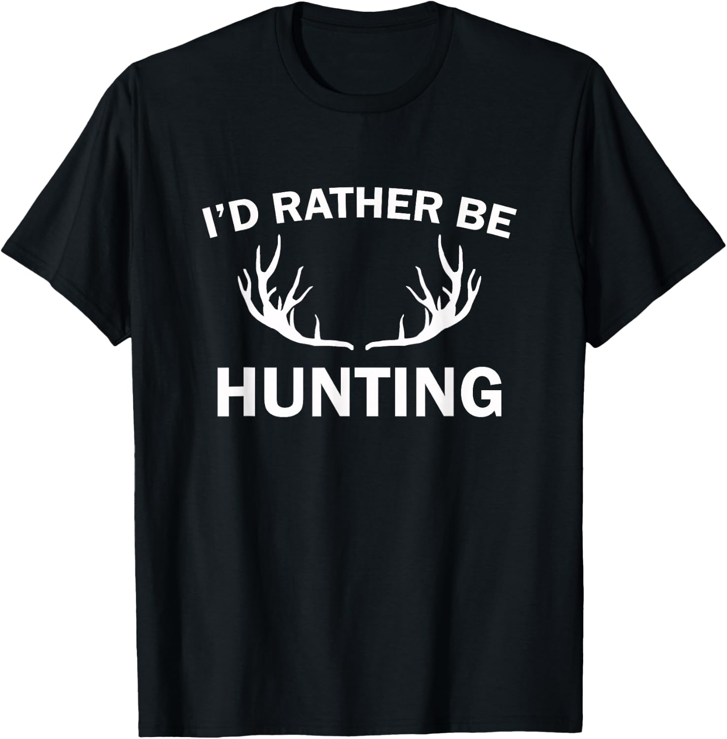 I'd Rather Be Hunting - Black - Men's - Short Sleeve - Small - Classic Fit - Crew Collar - Modern - Hunting T-Shirt - T-Shirt | Black