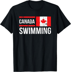 Canada Swim Team Competitive Canadian Flag T-Shirt - T-Shirt | Black