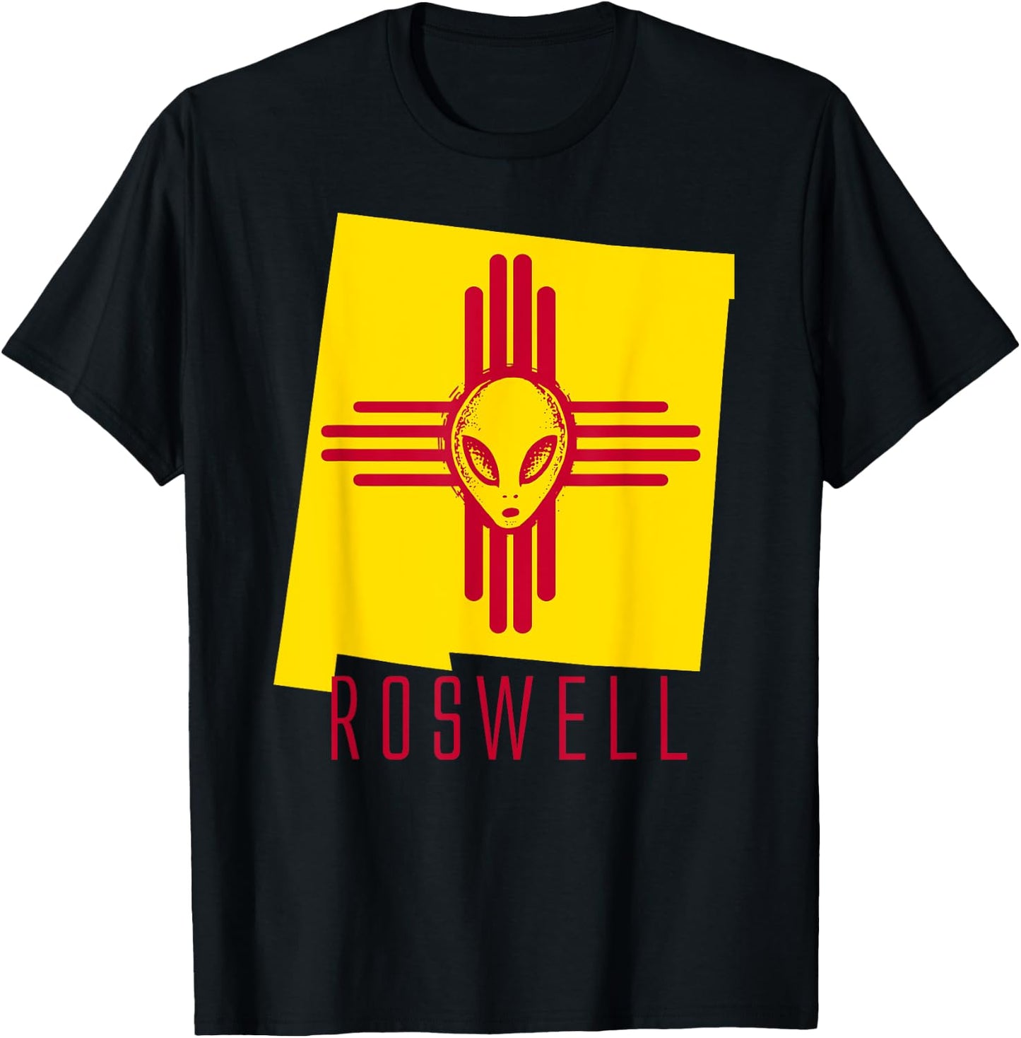 Roswell, New Mexico Flag Space Aliens NM Science Fiction T-Shirt - T-Shirt | Black