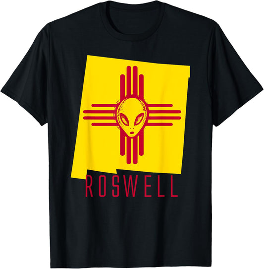 Roswell, New Mexico Flag Space Aliens NM Science Fiction T-Shirt - T-Shirt | Black