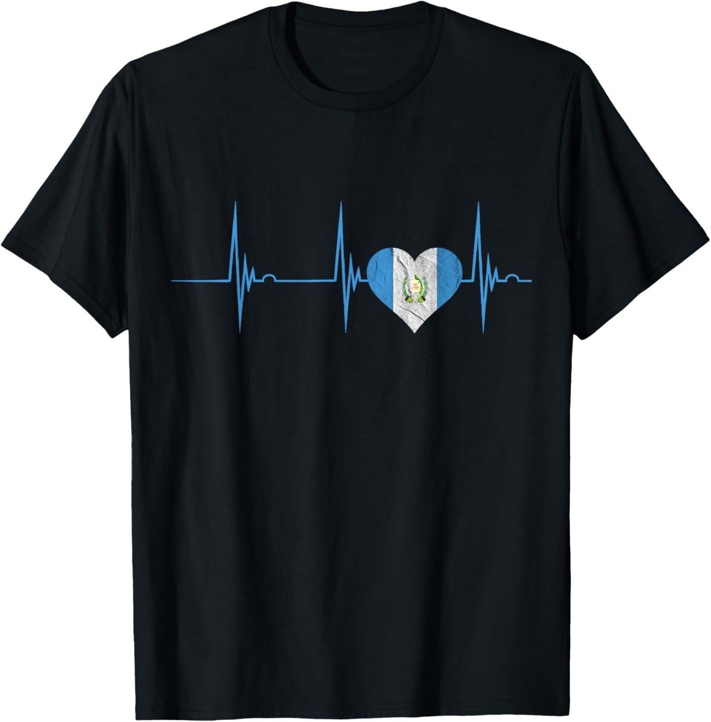 Guatemala Heart Guatemalan Heartbeat EKG Pulse Chapin Mayan Small T-Shirt - T-Shirt | Black
