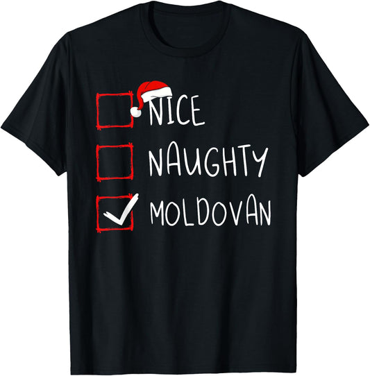 Nice Naughty Moldovan Christmas Moldova Heritage Roots T-Shirt - T-Shirt | Black