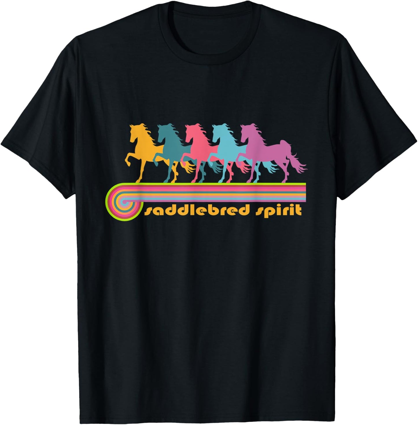 Saddlebred Spirit | NickerStickers Retro Saddlebred Horses T-Shirt - T-Shirt | Black