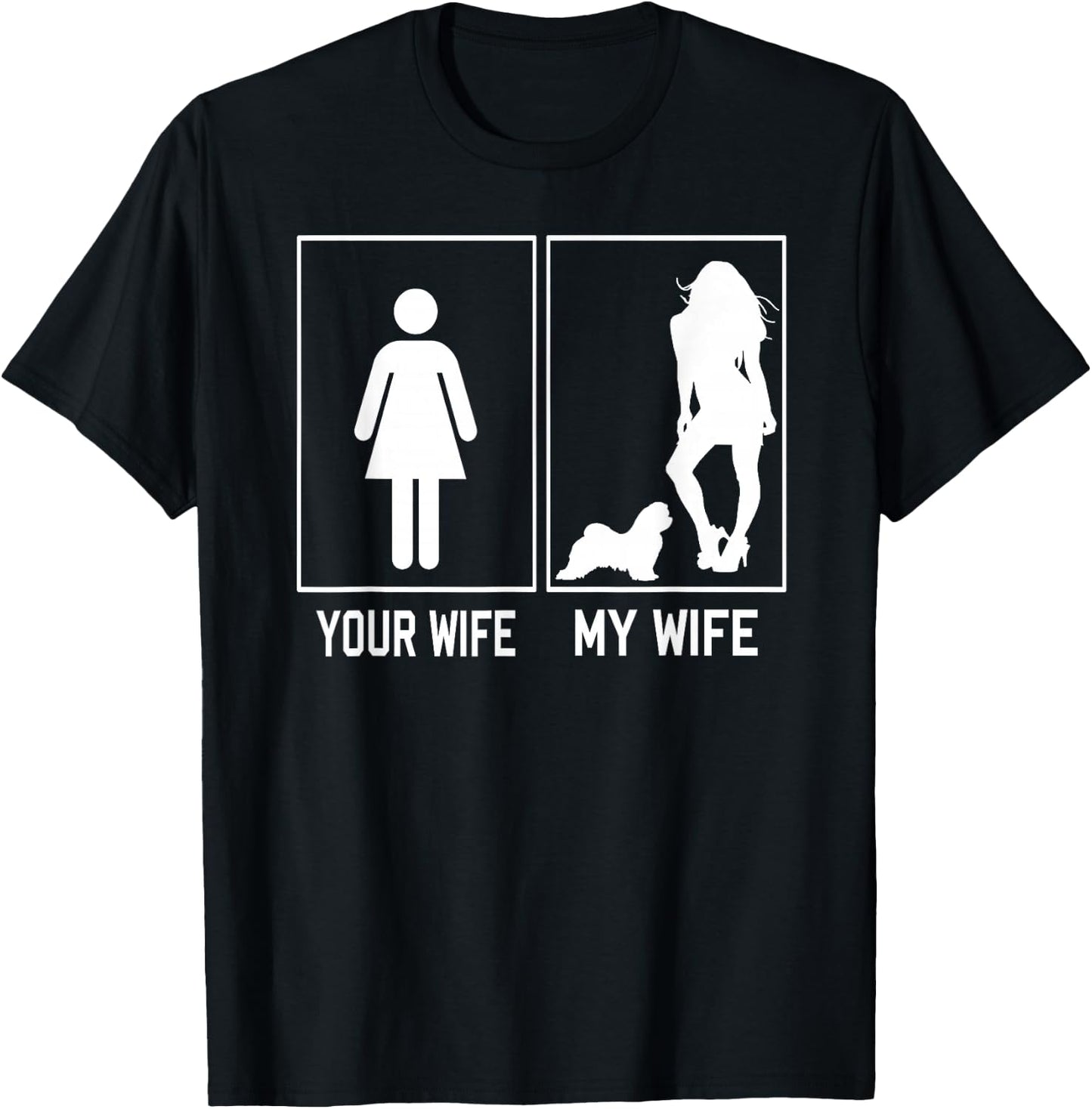 Your Wife My Wife Maltese Dog Funny Gifts For Husband T-Shirt - T-Shirt | Black