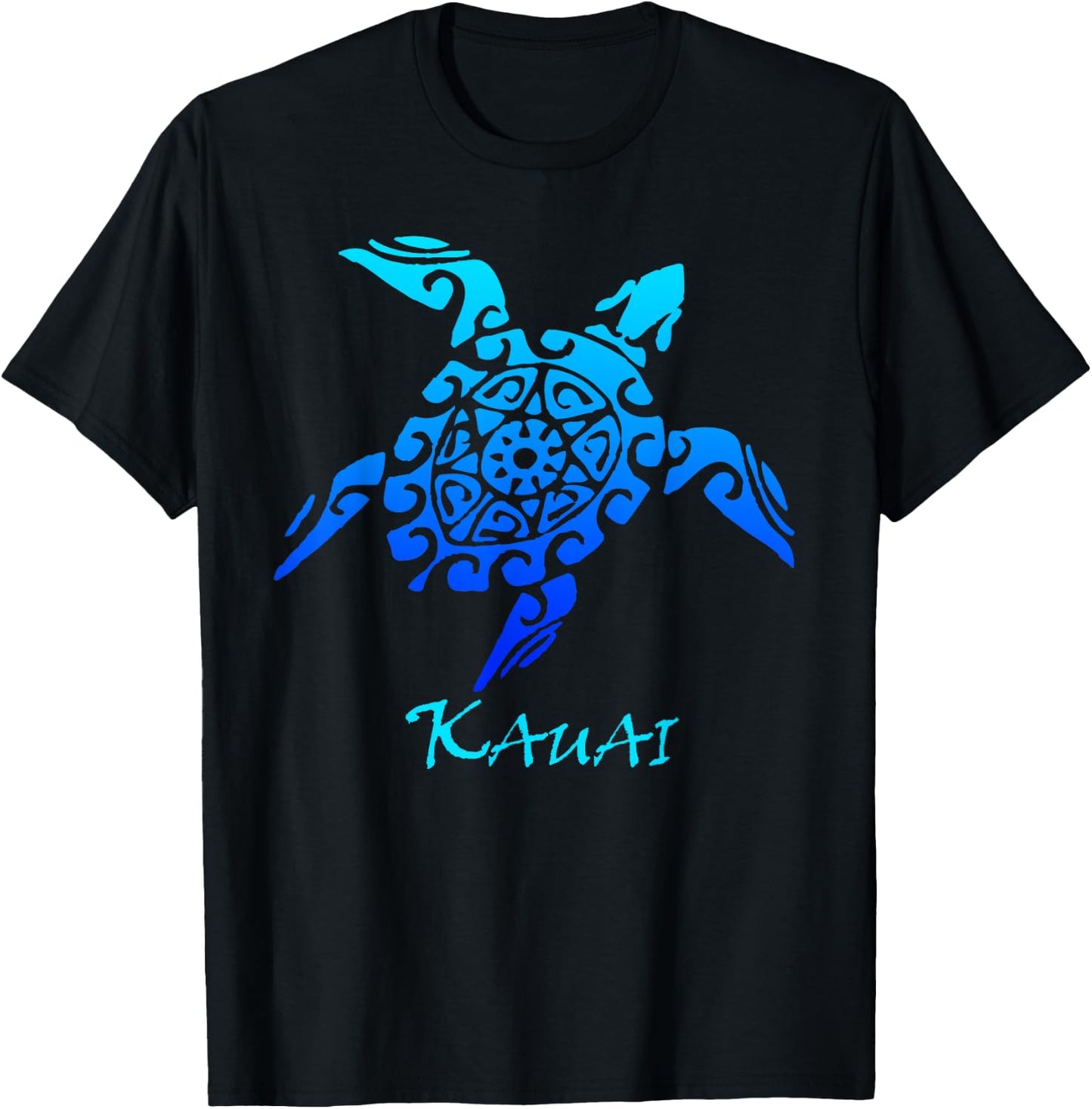 Kauai, Hawaii Vintage Retro Tribal Turtle Vacation T-Shirt - T-Shirt | Black