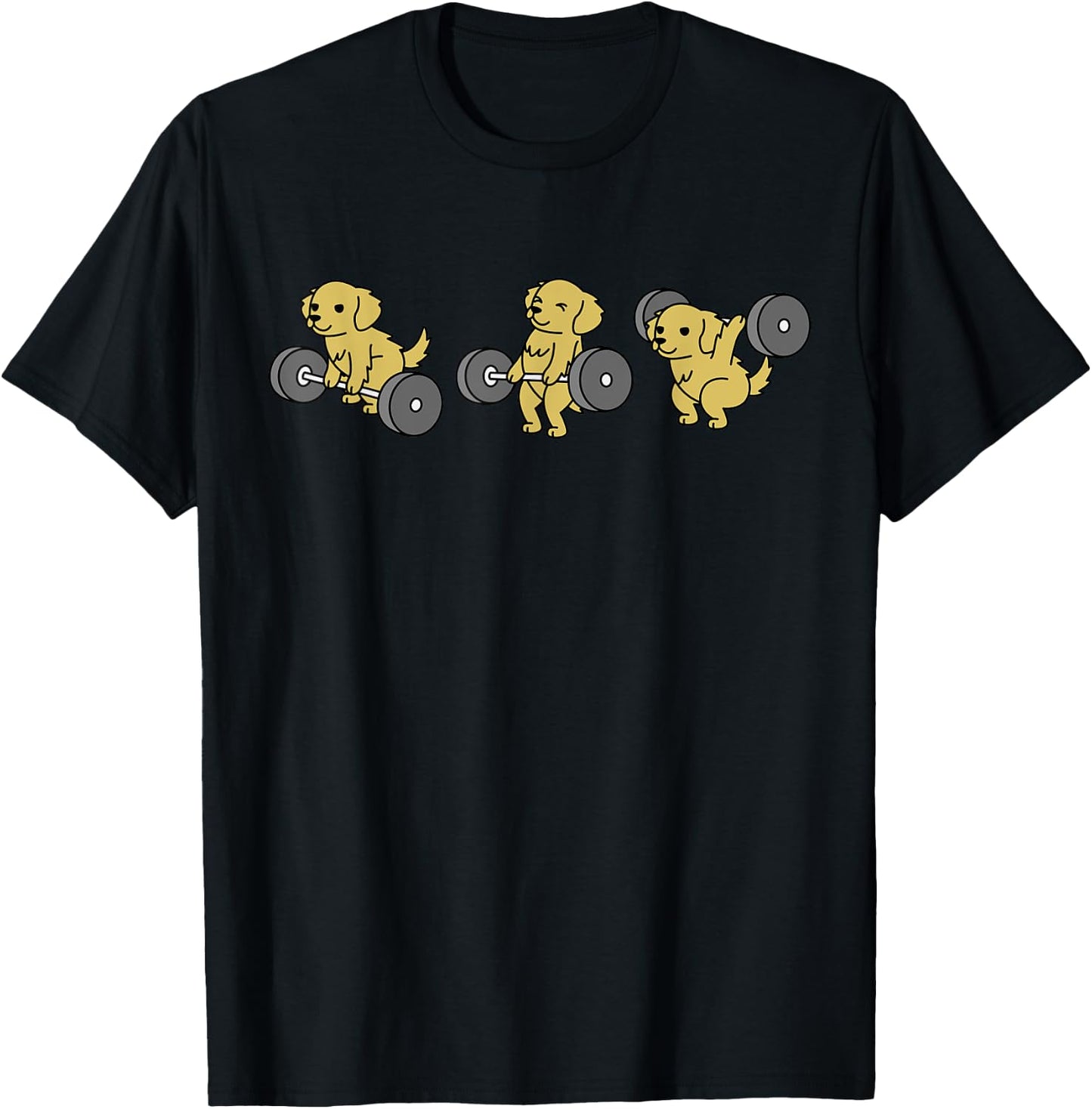 Weightlifting Golden Retriever Dog T-Shirt - T-Shirt | Black