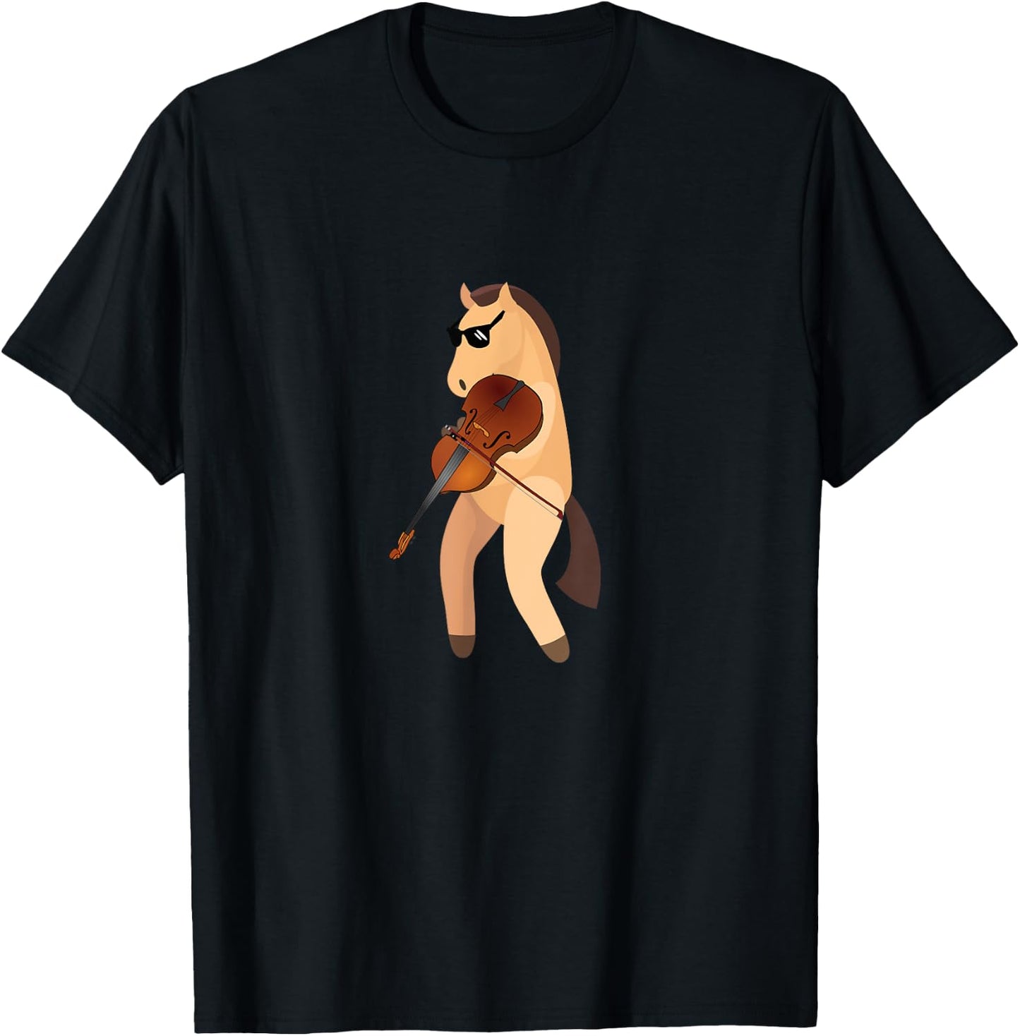 Funny Horse Wearing Sunglasses Playing Violin T-Shirt - T-Shirt | Black