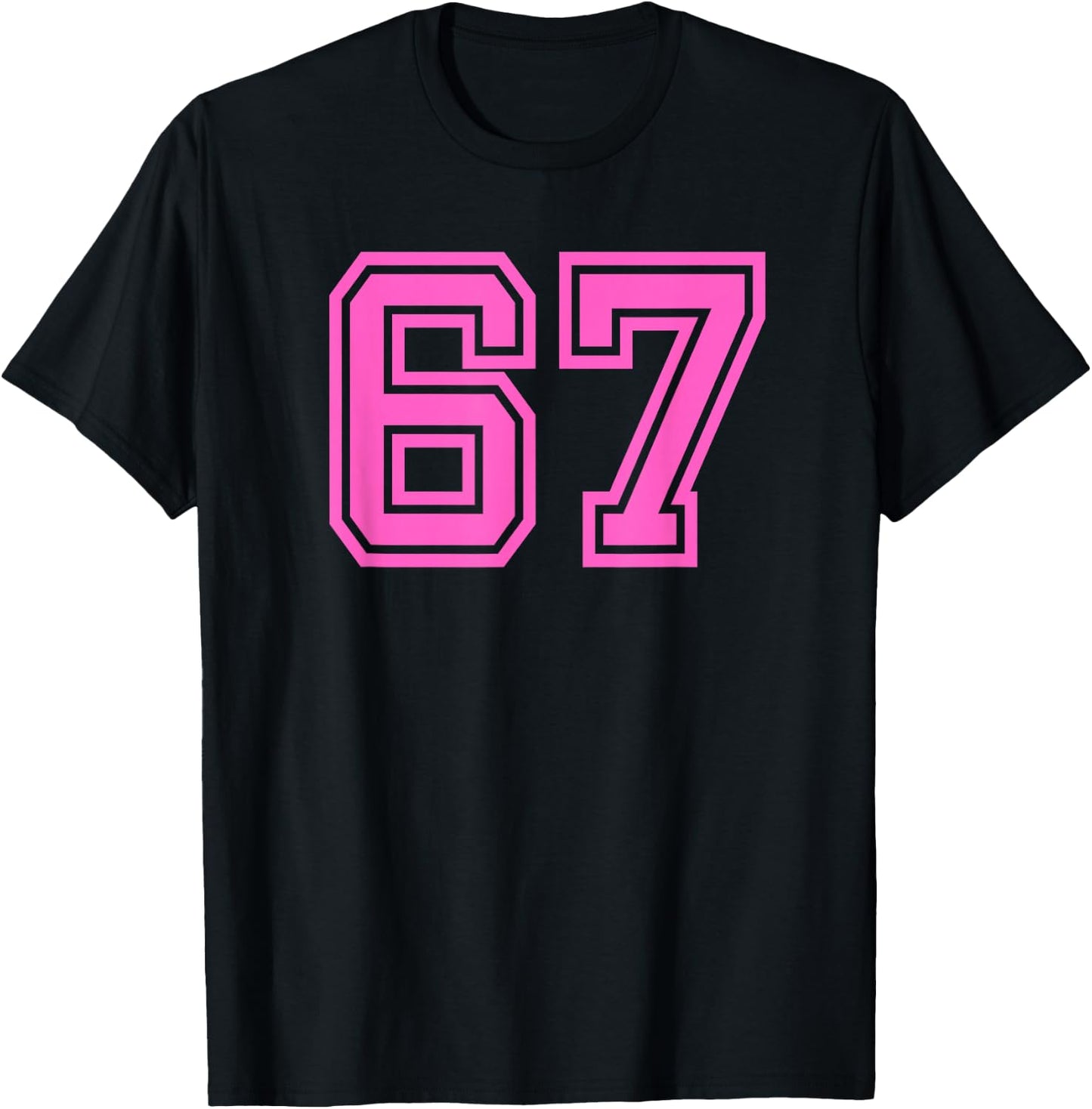 Pink Retro Sports Team Number #67 T-Shirt - T-Shirt | Black