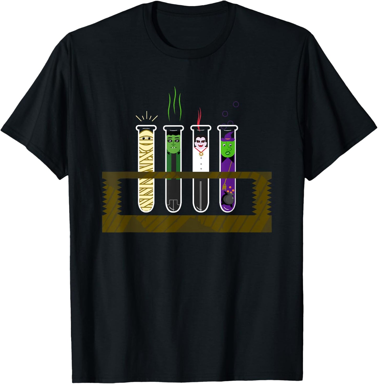 Halloween Funny Mad Scientist Test Tube Shirt T-Shirt - T-Shirt | Black