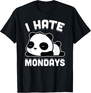 I Hate Mondays Funny Lazy Panda Sarcastic Gift T-Shirt - T-Shirt | Black
