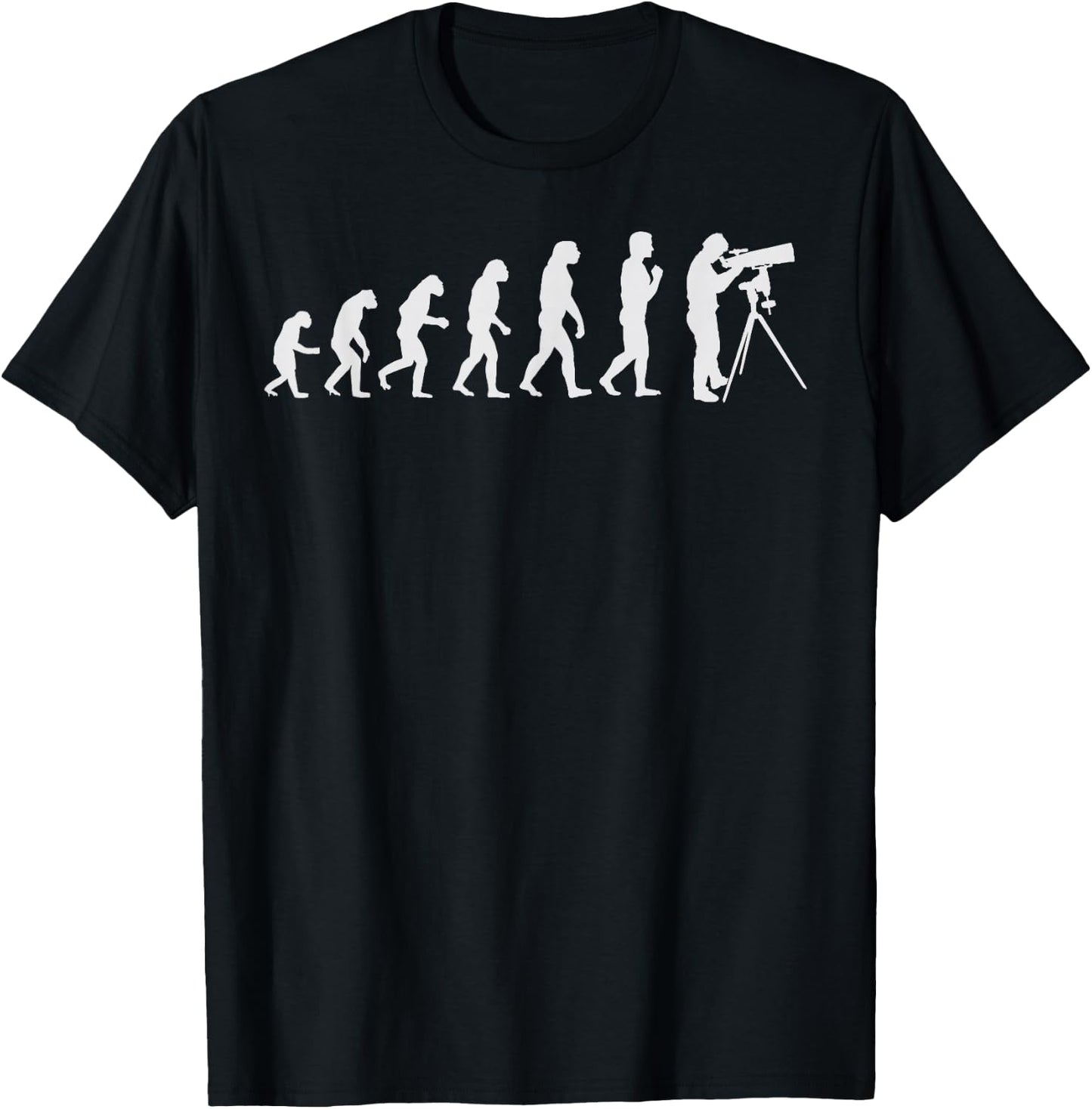 Telescope Watching Evolution Funny Astronomy Gift Men Women T-Shirt - T-Shirt | Black