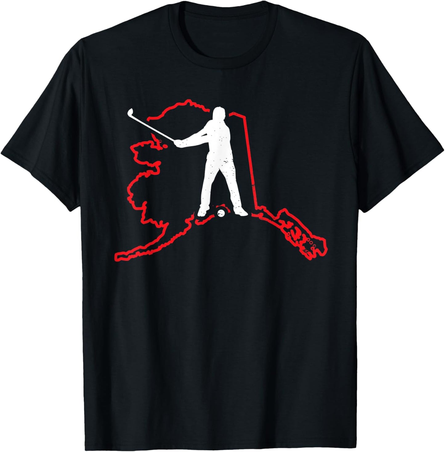 Alaska Golfer Alaska State Map Golf Player Lover Golfing T-Shirt - T-Shirt | Black