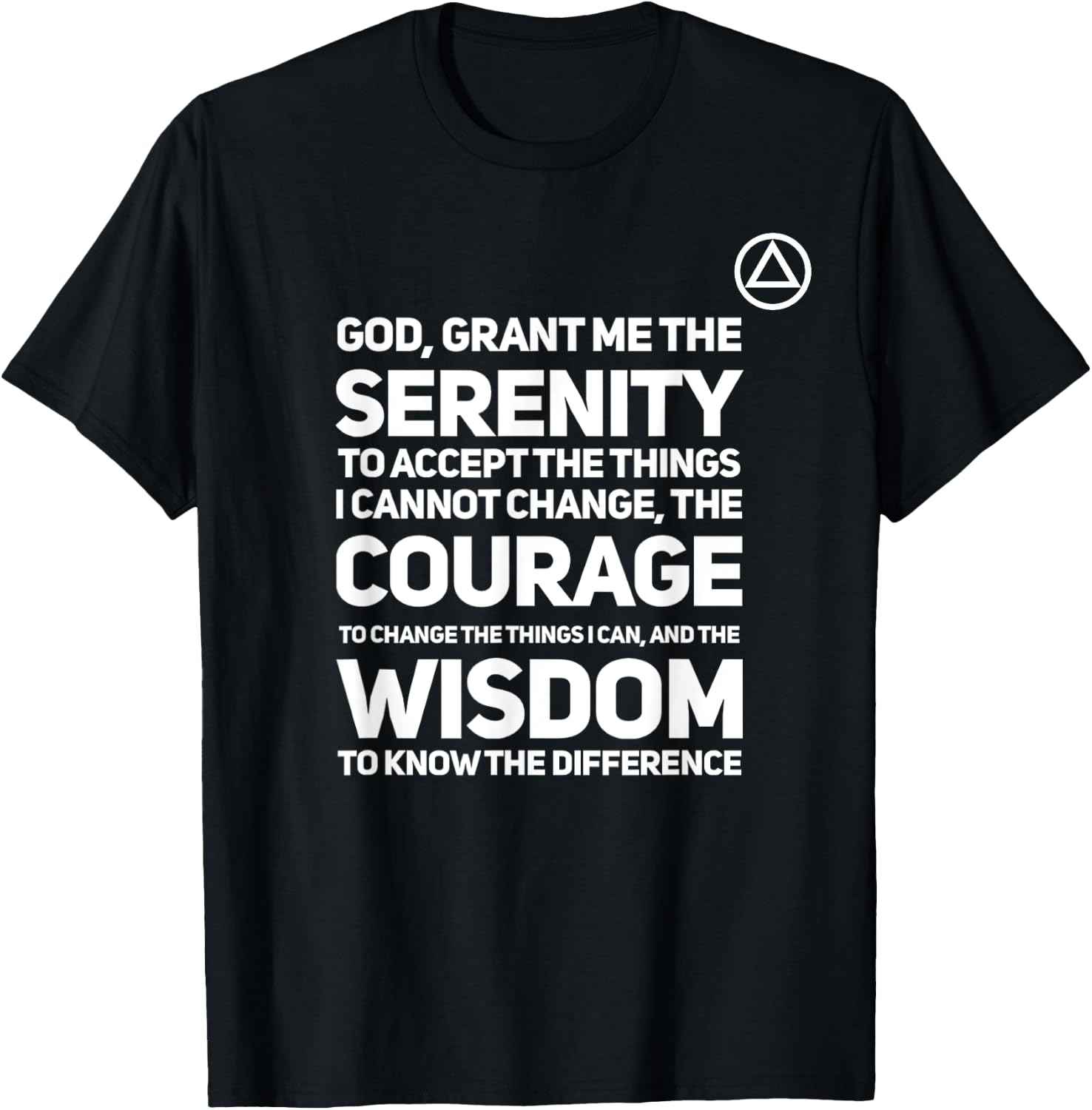 Serenity Prayer with Aa Logo Alcoholics Anonymous T-Shirt - T-Shirt | Black