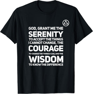 Serenity Prayer with Aa Logo Alcoholics Anonymous T-Shirt - T-Shirt | Black