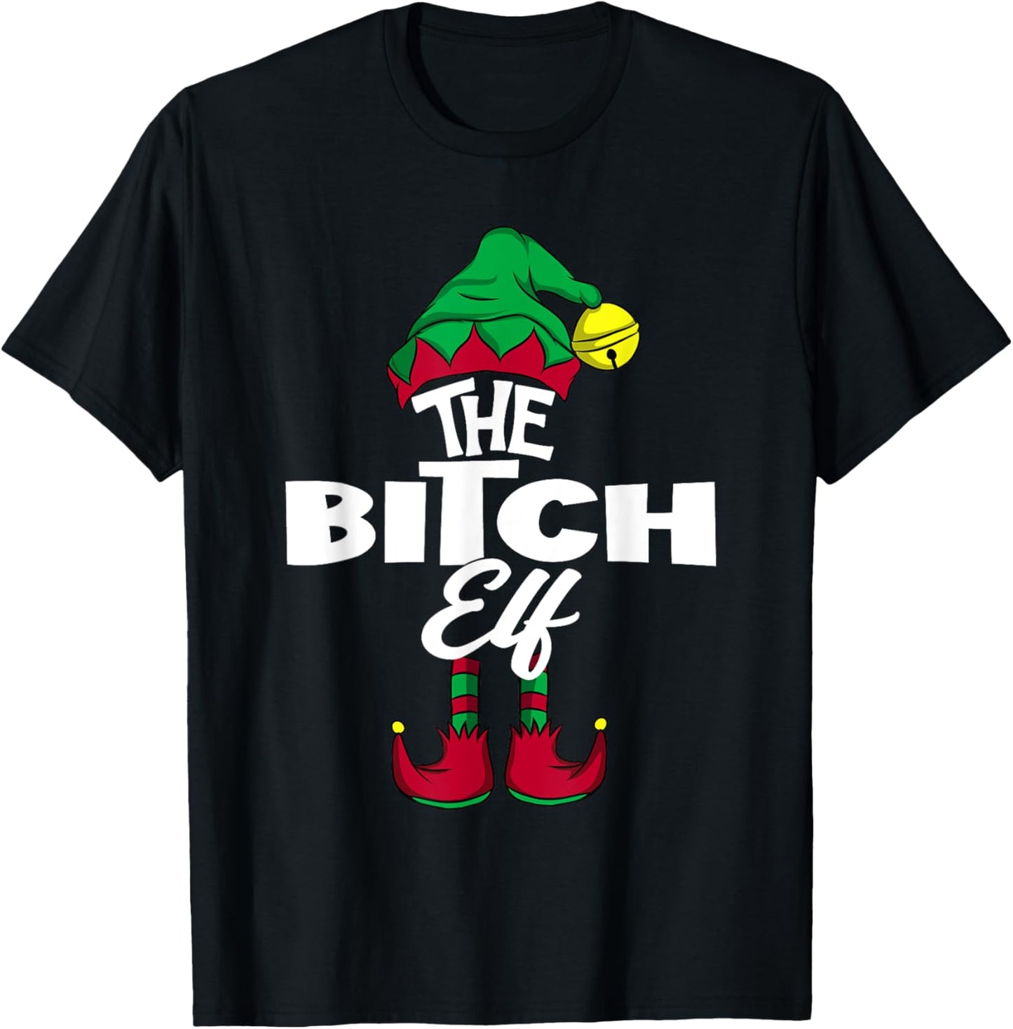 The BITCH Elf Family Group Matching PJ Christmas Gift T-Shirt - T-Shirt | Black