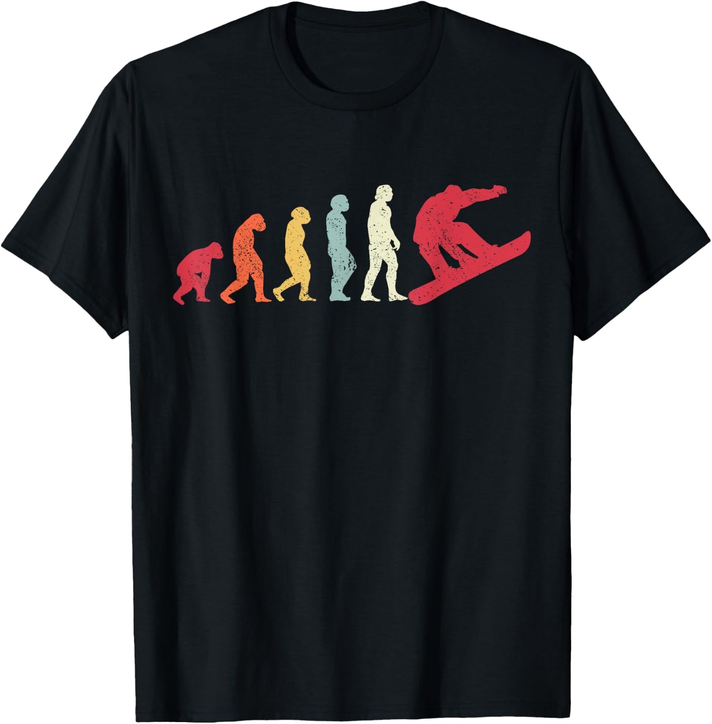 Snowboard Evolution Of Man Boarder Monkey Ape To Snowboarder T-Shirt - T-Shirt | Black
