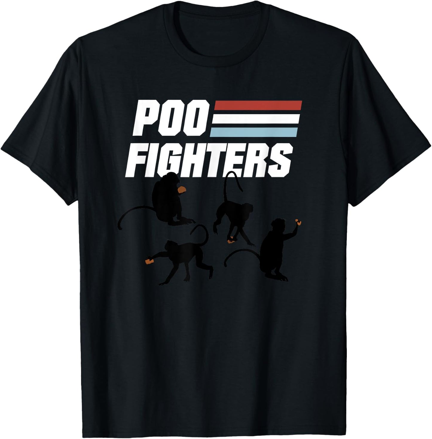 Poo Fighters - Funny Monkeys Throwing Poop T-Shirt - T-Shirt | Black
