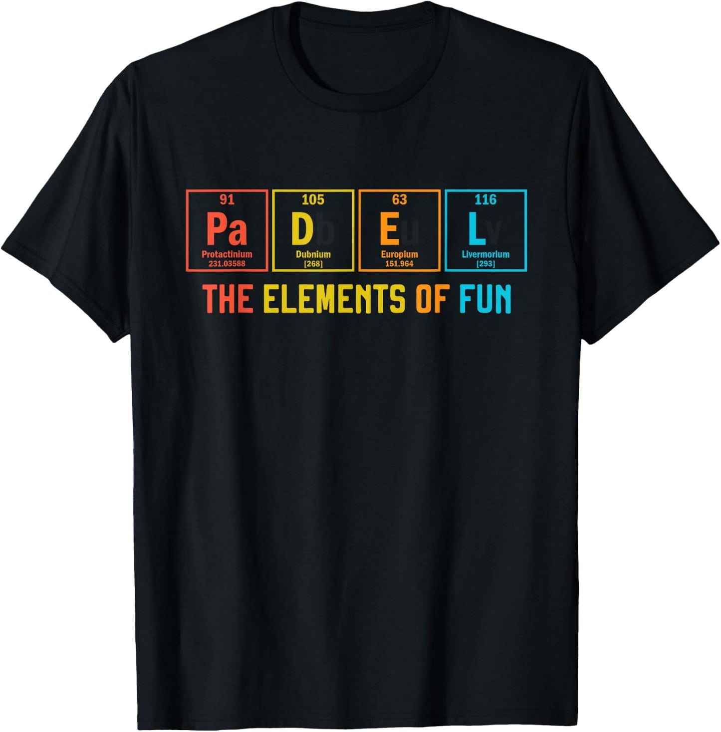 Padel The Elements of Fun Paddle Tennis Periodic Table T-Shirt - T-Shirt | Black