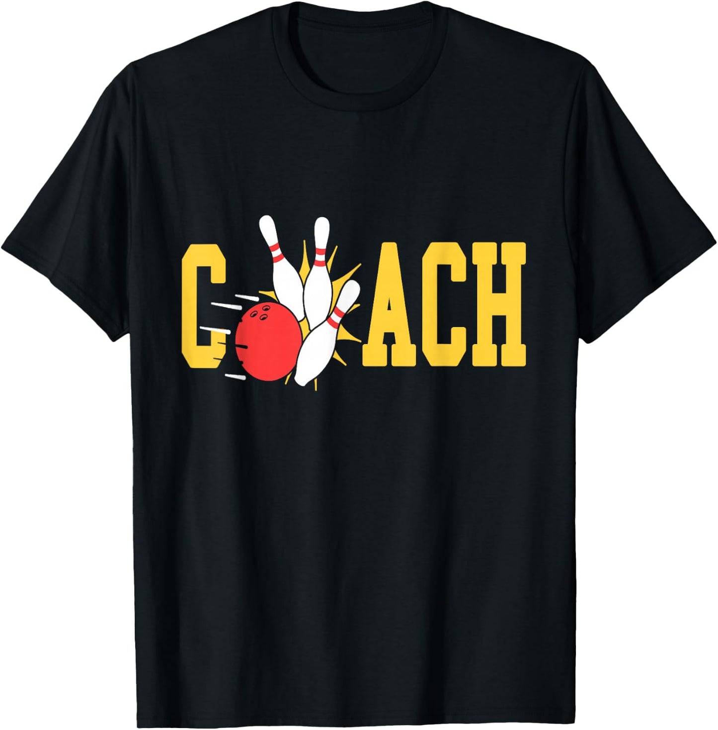 Bowling Coach Retro Strike Pins Ball Sports Team Fun T-Shirt - T-Shirt | Black