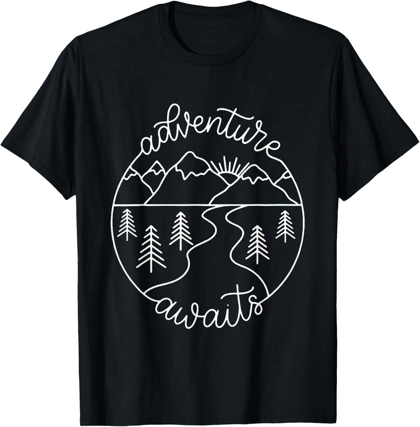 Happy Camper Adventure Awaits Summer Vacation Gift T-Shirt - T-Shirt | Black