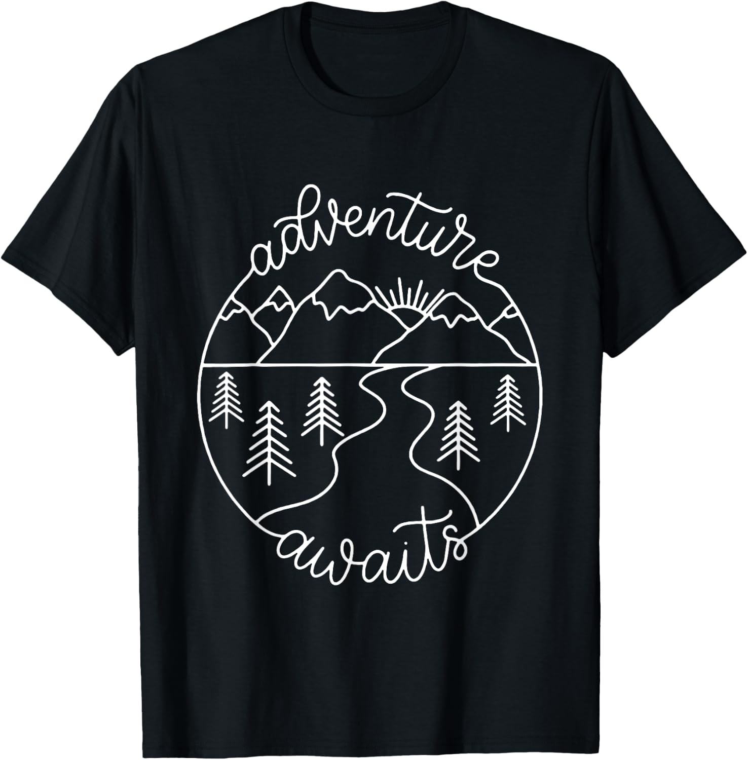 Happy Camper Adventure Awaits Summer Vacation Gift T-Shirt - T-Shirt | Black