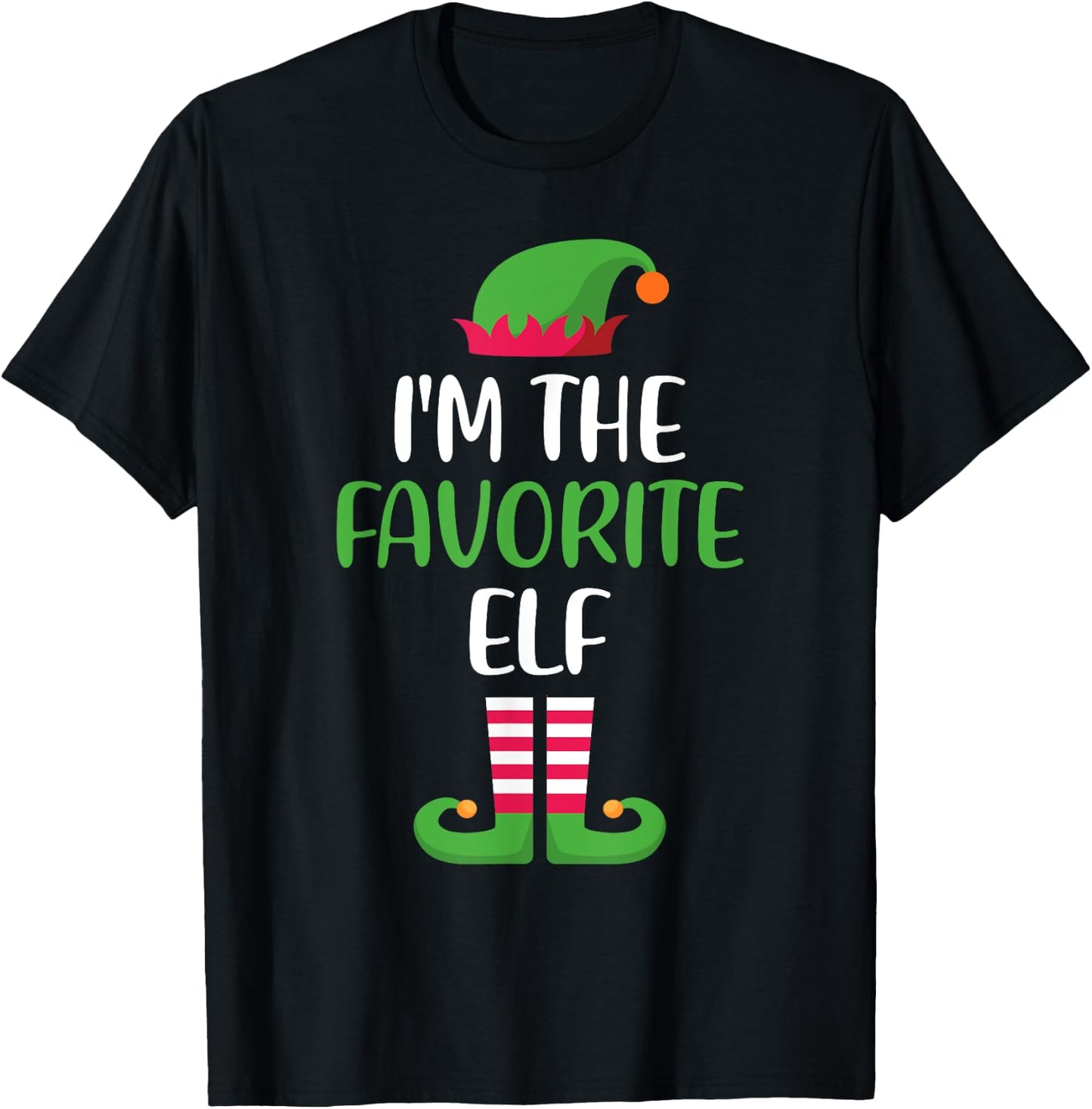 I'm The Favorite Elf Matching Family Group Christmas T-Shirt - T-Shirt | Black