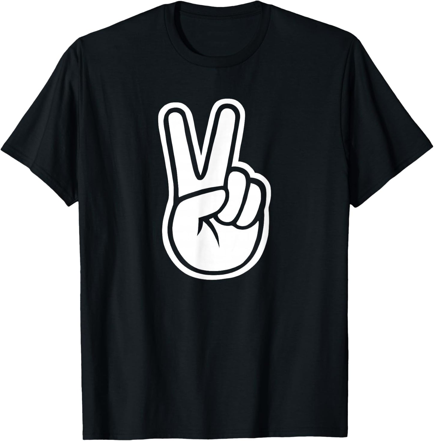 Finger Peace Hand Sign funny Victory hand finger sign T-Shirt - T-Shirt | Black