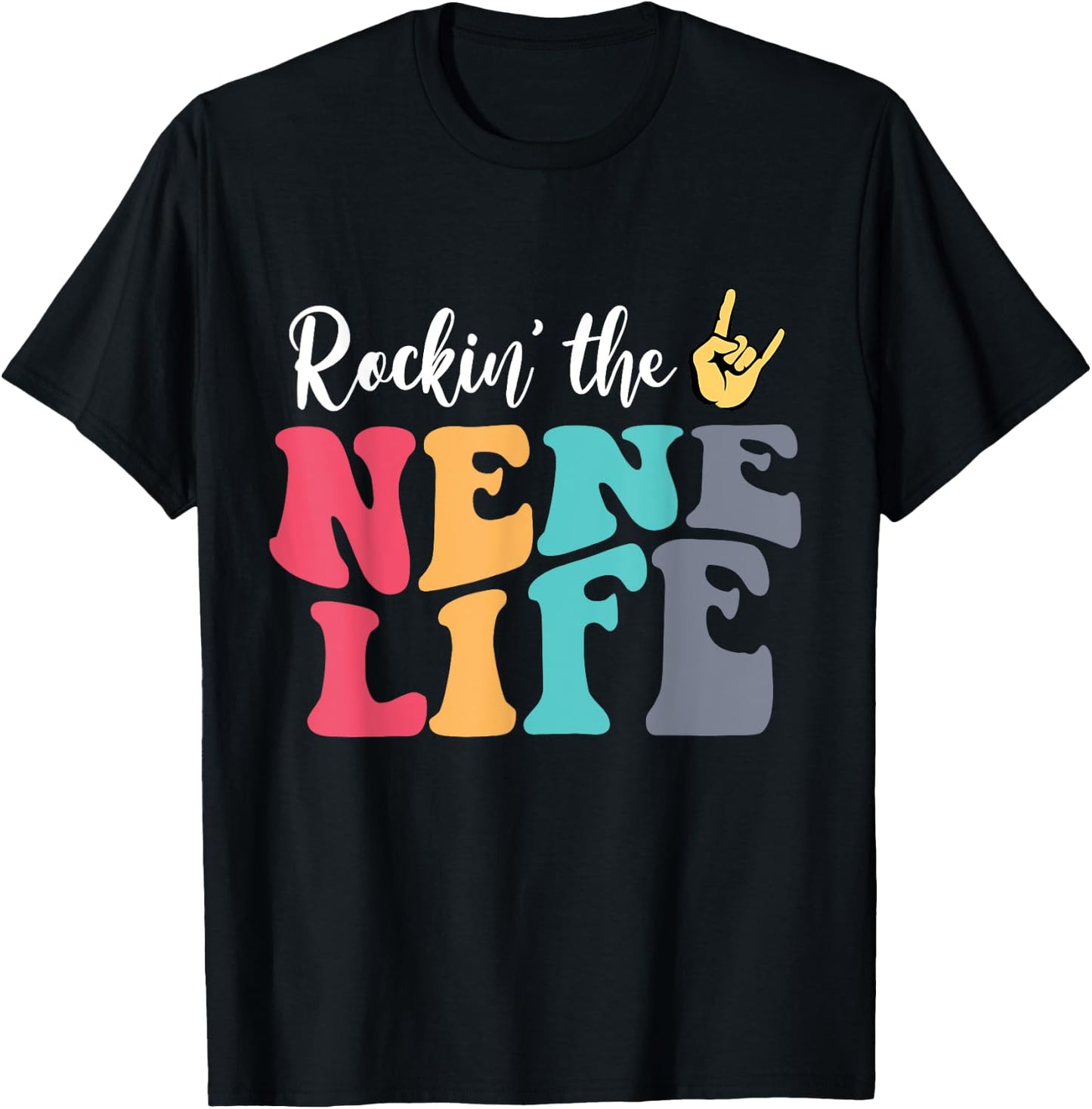 Retro Vintage Rockin' The Nene Life Birthday Mother's Day T-Shirt - T-Shirt | Black