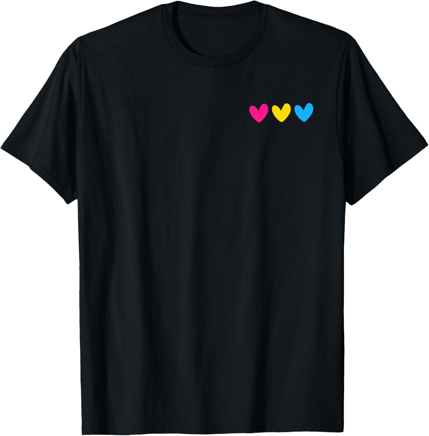 Subtle Pansexual Hearts Clothes Pan Pride Ally Merch Stuff T-Shirt - T-Shirt | Black