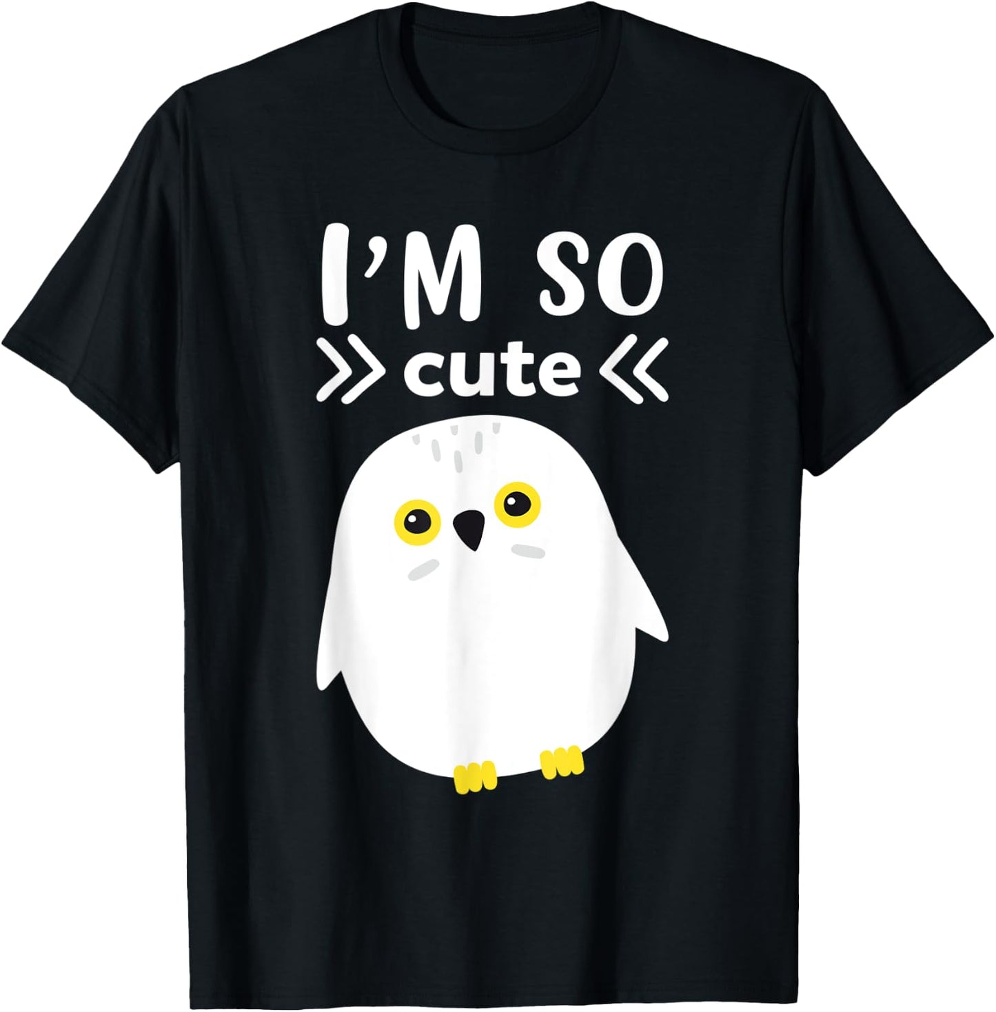 I`m So Cute White Snow Owl I Kingfisher I Kids Snow Owl T-Shirt - T-Shirt | Black