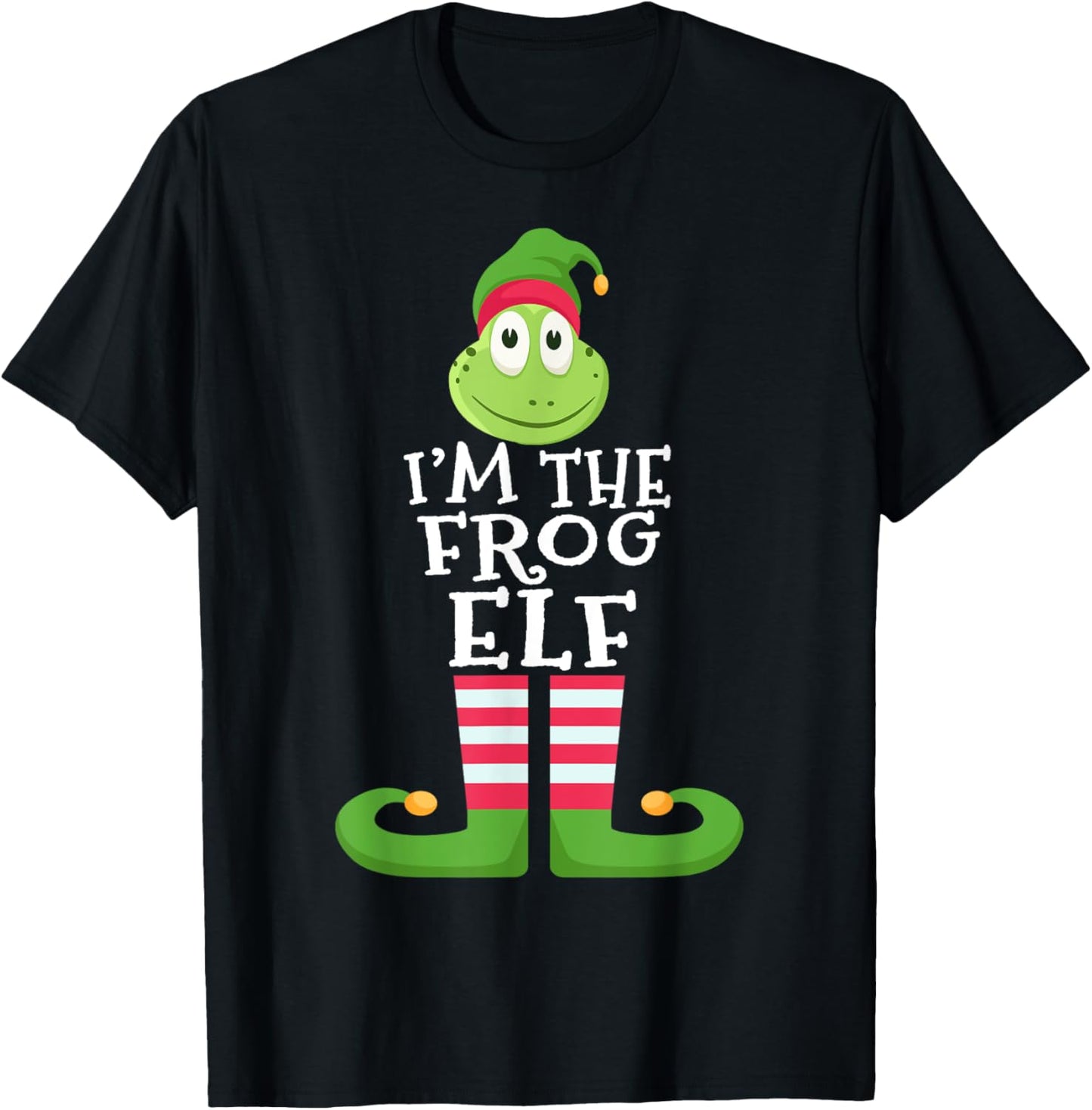 Frog Elf Funny Frog Lover's Family Matching Christmas Pajama T-Shirt - T-Shirt | Black